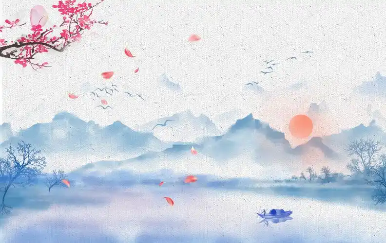 中国风古风水墨山水背景图片