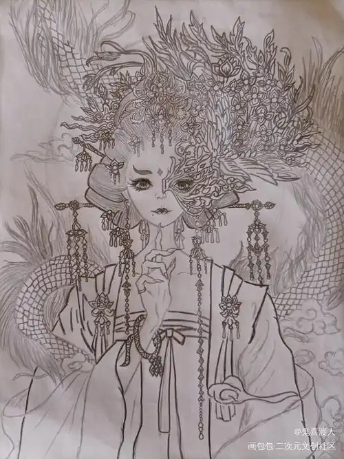 手绘古风绘画作品