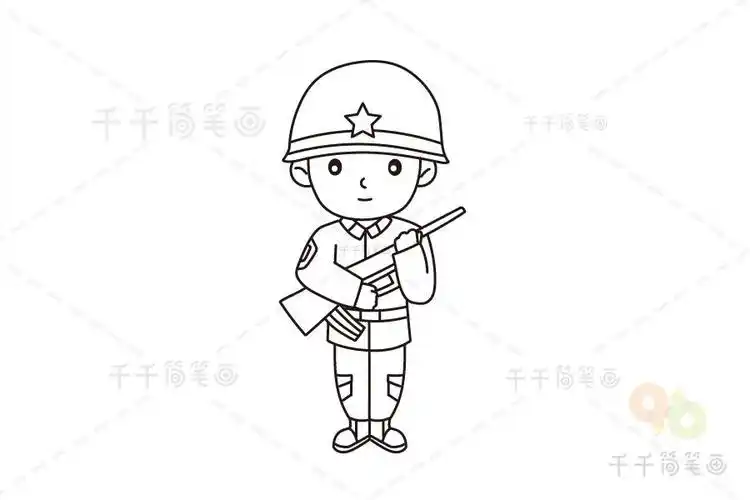 解放军卡通人物简笔画