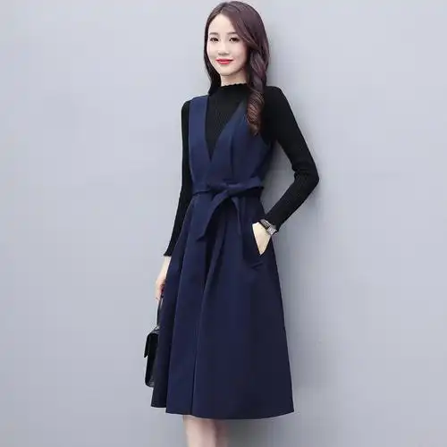 2021春秋装潮流舒适时尚套装套裙两件套a型连衣裙背心裙 毛衣