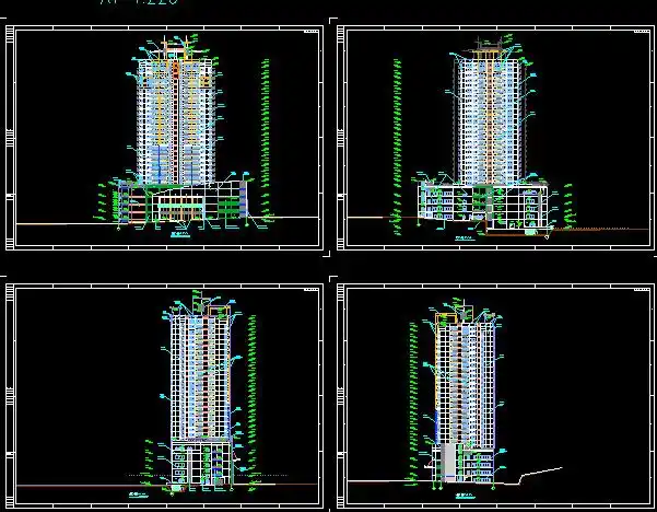 高层商住大厦建筑图立面图