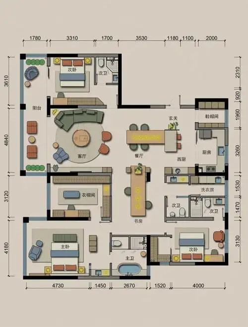 226平大平层户型优化