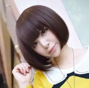 可爱假发女生沙宣头短发平刘海bobo头学生头短直发妹妹头黑色棕色可在