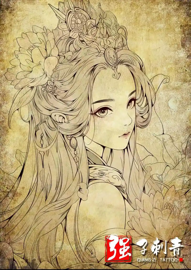 艺妓线稿.#手绘 #古风 #美出高级感 #古装 - 抖音