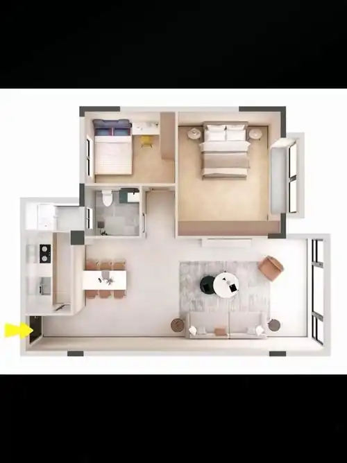 70平两居室爆改三居室