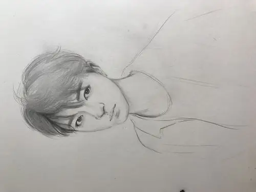 「黑白铅笔画」一个画失败了的凯凯