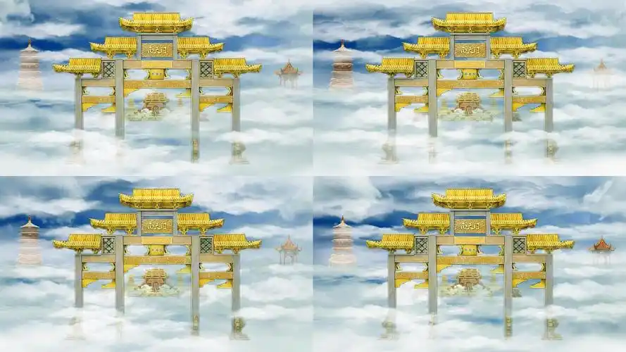 天宫仙境南天门_1920x1080_高清视频素材下载(编号:3639650)_舞台背景