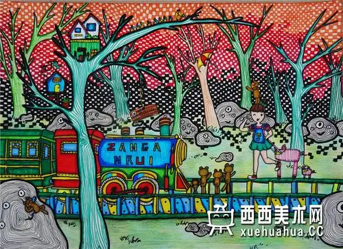 二等奖小学生获奖科幻画《开往春天的列车》赏析