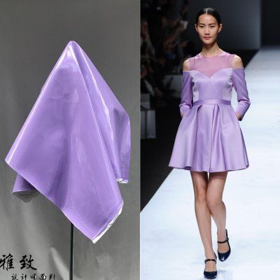 紫罗兰色浅紫色pu漆皮亮面镜面人造皮革软包面料皮料沙发箱包面料