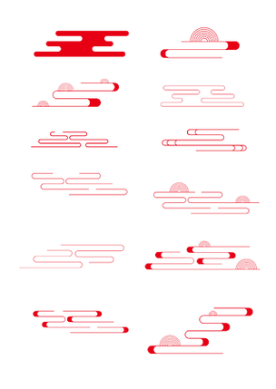 中国风水墨山水云纹元素图案素材矢量古风简笔祥云psd古典简约线条