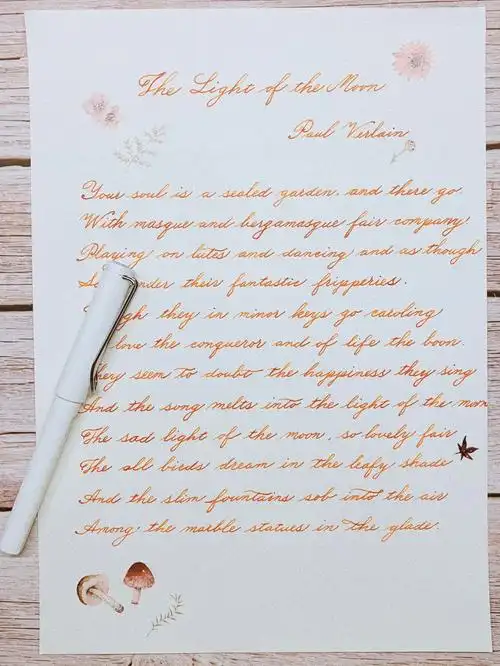 手写英文花体字诗歌