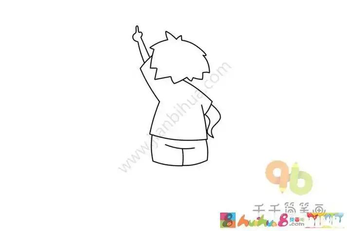 小男孩背影卡通简笔画集