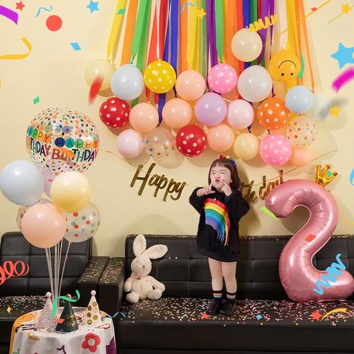小红书周岁生日气球装饰场景布置儿童宝宝派对男女孩生日快乐背景