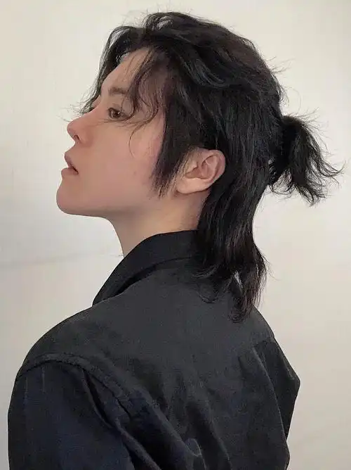 新品武士头假发男日系少年感中分刘海酷帅狼尾鲻鱼头