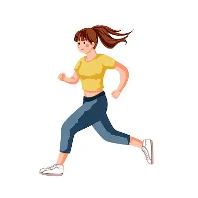 奔跑卡通手绘女士跑步运动全民健身人物插画素材健身瑜伽运动元素