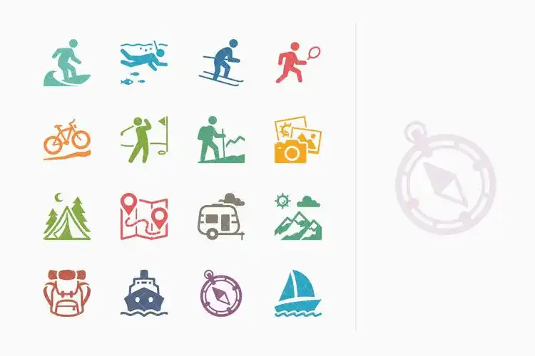 彩色系列-旅游旅行主题矢量图标v4 tourism & travel icons set 4 –