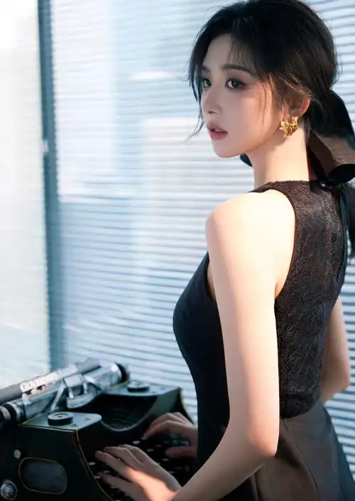 孔雪儿穿优雅小黑裙 侧颜精致迷人