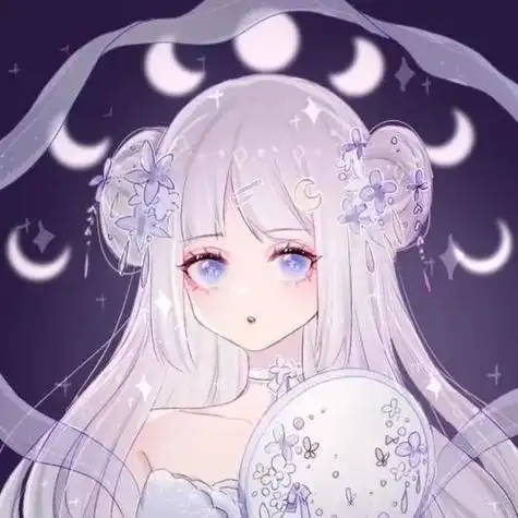 出单:银发紫瞳动漫女唯美古风佩琪头像铺话本小说