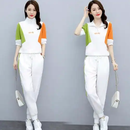 短袖套装2021新款夏季大码女装胖妹妹洋气显瘦减龄运动休闲两件套