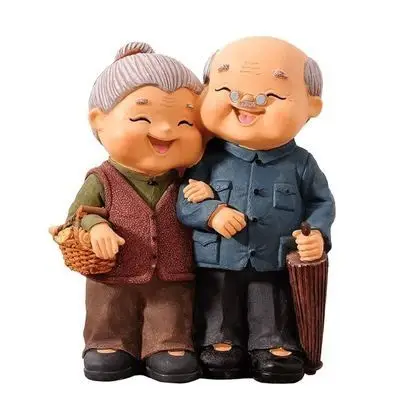 金婚可爱偕老老两口情侣娃娃摆件爷爷卡通装饰品摆件