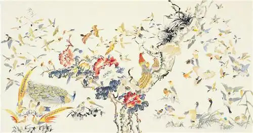 百鸟图,寓意百鸟朝凤