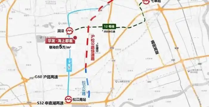 沪松公路快速路(在建中)是松江连接上海中心城方向的主要干线公路