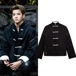 中国新说唱吴亦凡同款春秋潮牌民族风盘扣唐装外套中式改良汉服男