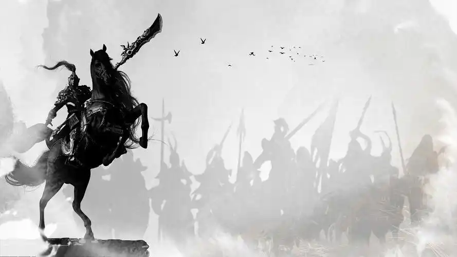 白色中国风纹理将军骑马沙场士兵古战场背景战火背景[mp4 gif]