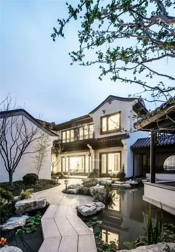 武汉中式高端别墅庭院花园装修设计图_装信通网效果图