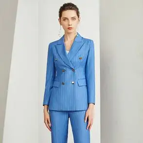 工作服 春装 女主持人ol英伦风职业套裤 蓝色西服套装 - 女装/女士