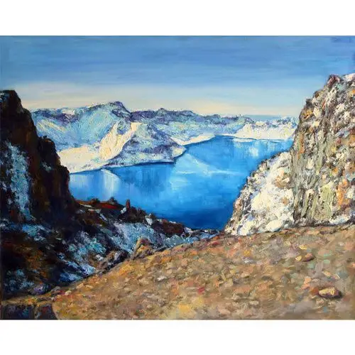 李月亮 《天池》 未裱 布面油画 风景