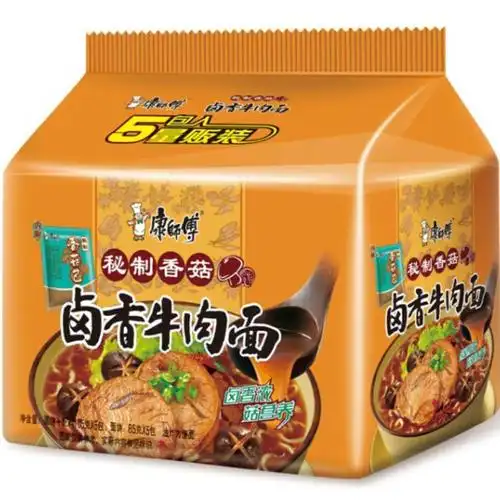康师傅经典秘制香菇卤香牛肉袋面五包105g5