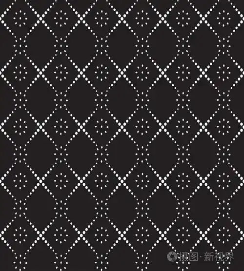 无缝黑色和白色几何图案与界和程式化的花