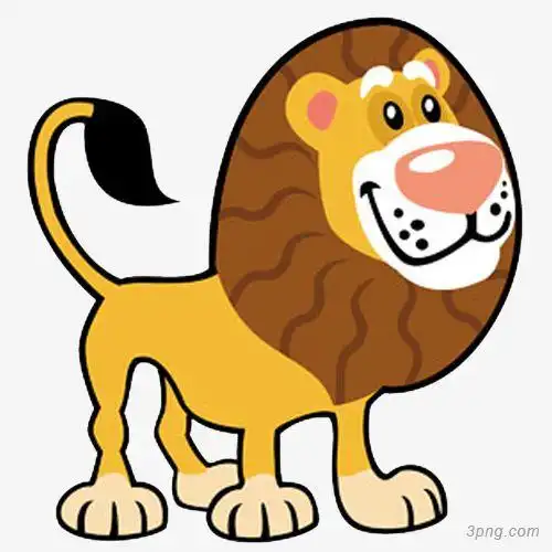 手绘卡通狮子png素材透明免抠图片-动植人物