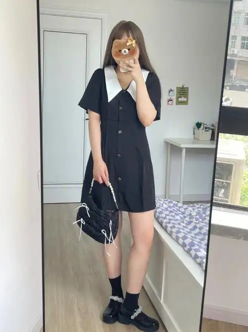 163110微胖女孩显瘦小黑裙分享