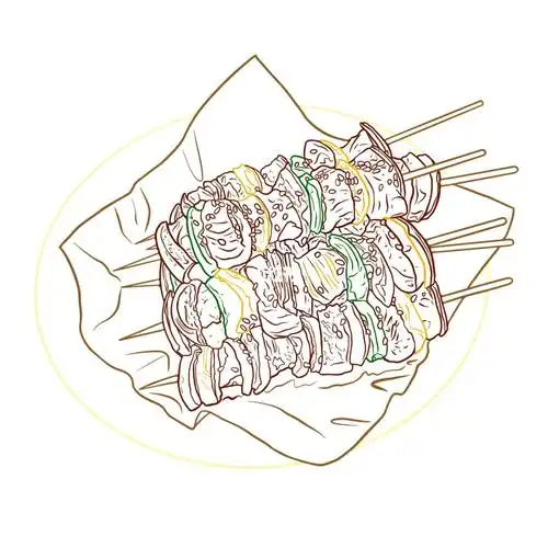 这个夏天怎么少的了烤串呢 夜宵走起来～#插画分享  #手绘菜单  #美食