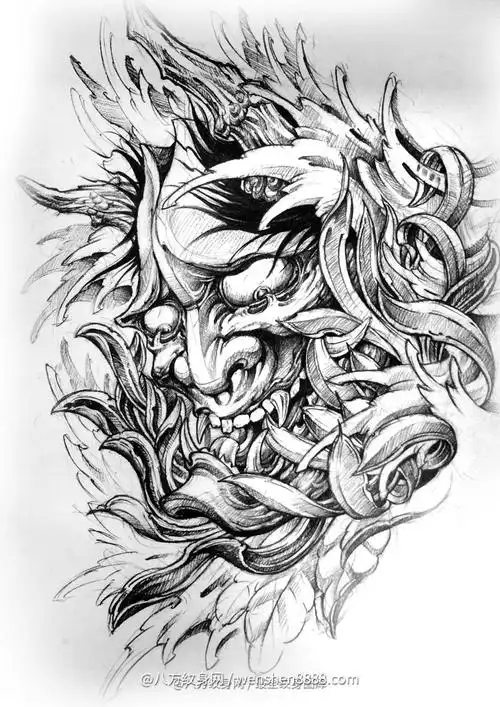 大臂传统般若纹身手稿 (52)