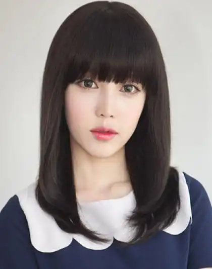 sleek假发女真人发手织短直发空气刘海初恋发型bobo头套