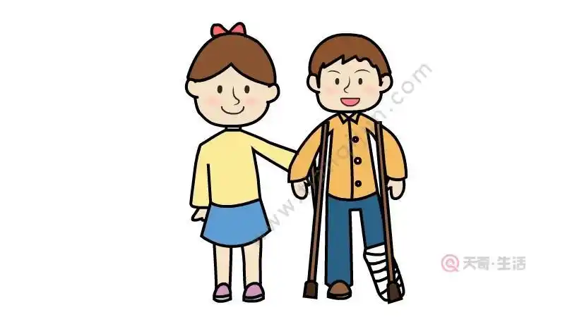 残疾人-简笔画图片-儿童资源网手机版帮助残疾人简笔画画法关爱残疾人