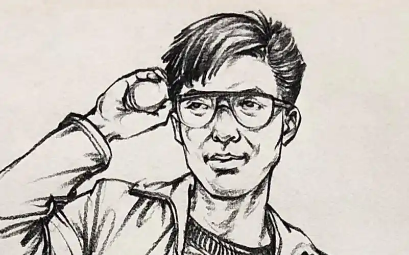 邓平速写纯线男青年站姿