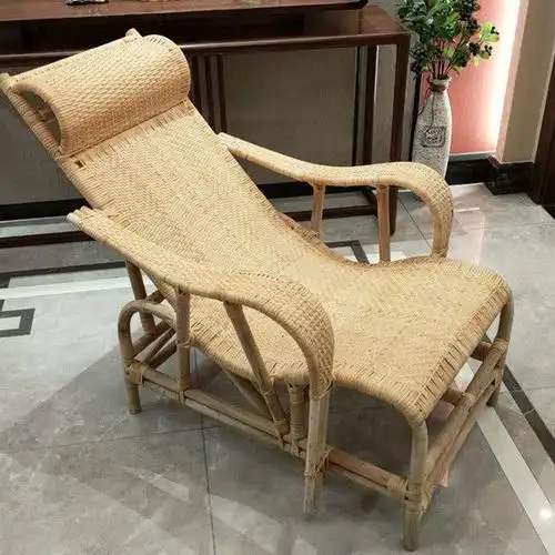 可狄 可狄 天然老式躺椅休闲纯手工编织真藤印尼竹藤午休椅老人藤躺椅