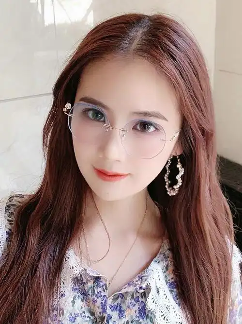 抖音小红书钻石切边无框眼镜女可配有度数眼睛框架网红变色潮0度无色