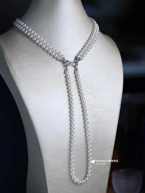 akoya海水珍珠超有气质的三排串珠项链78