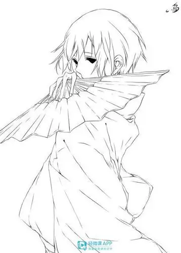 动漫人物线稿全身素材图片