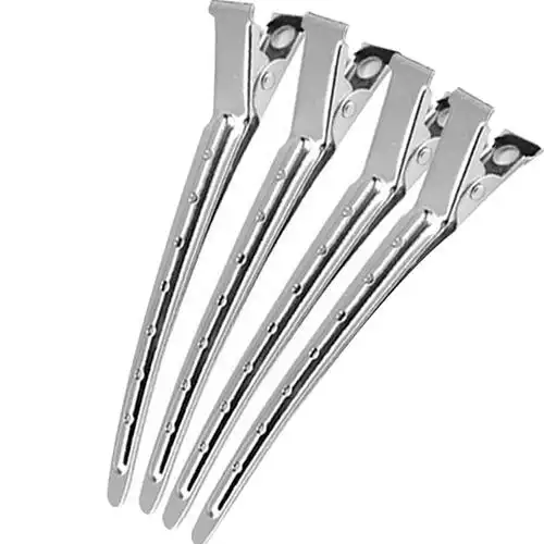 鸭嘴夹定位夹美发夹子不锈钢手推波纹化妆师专用大号造型工具固定