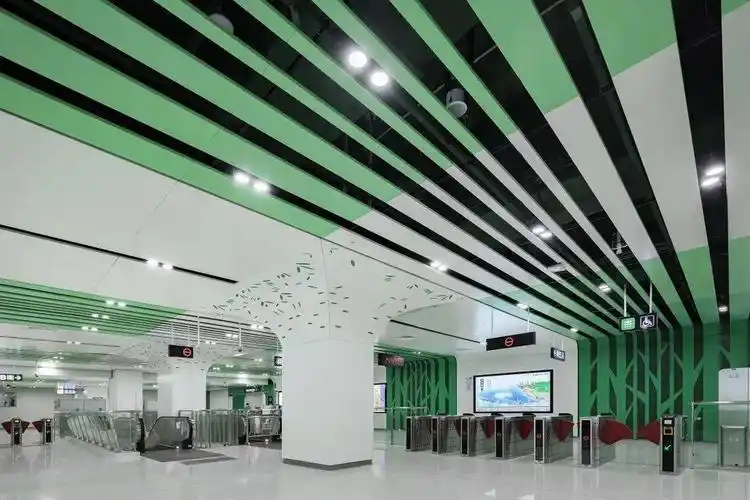 海山站以"竹韵"为站点设计主题,海山站位于深圳市盐田区政府附近,图片