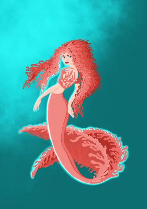 一组精美的卡通鱼美人插画图片,卡通,美人,插画,图片,标签:美人鱼鱼