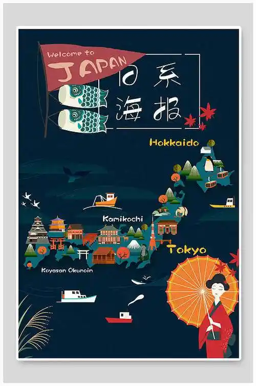 休闲简约小清新日本东京旅游海报