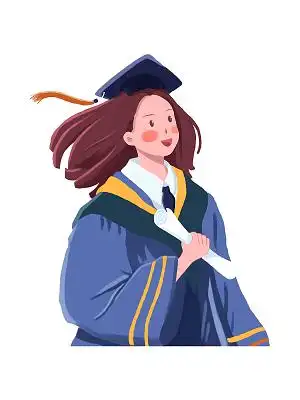 彩色手绘卡通学士服人物学生毕业季人物元素png素材