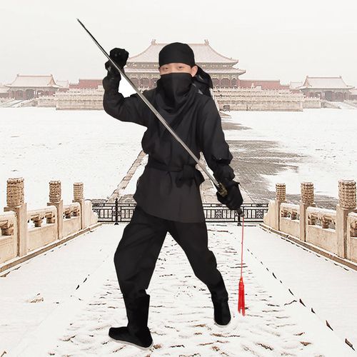 炎蔻夜行衣男套装刺客古代黑色麻丁料蒙面杀手忍者盗贼影视剧古装